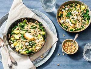 Spaghetti met geitenkaas uit de oven