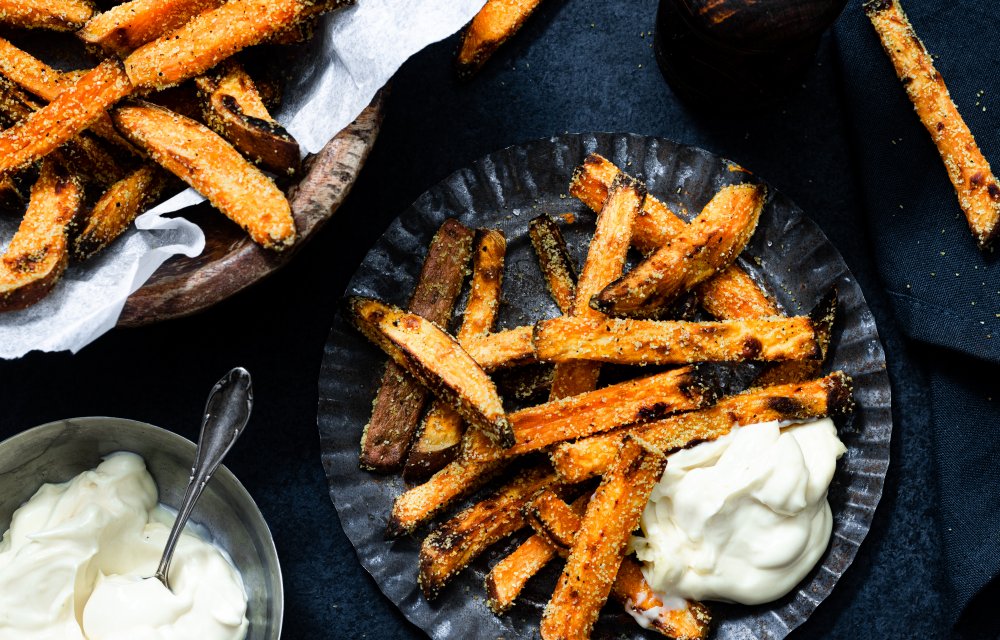 krokante zoete aardappelfriet