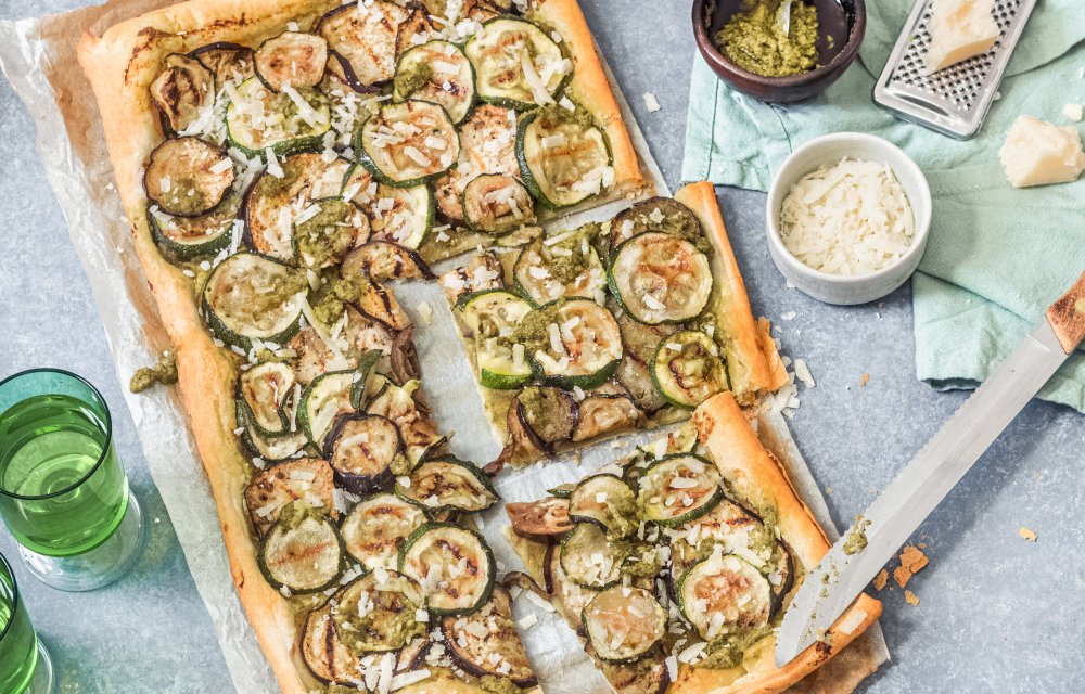 plaattaart met gegrilde groenten