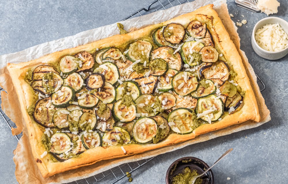 plaattaart met gegrilde groenten