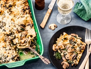 Romige lasagne met champignons