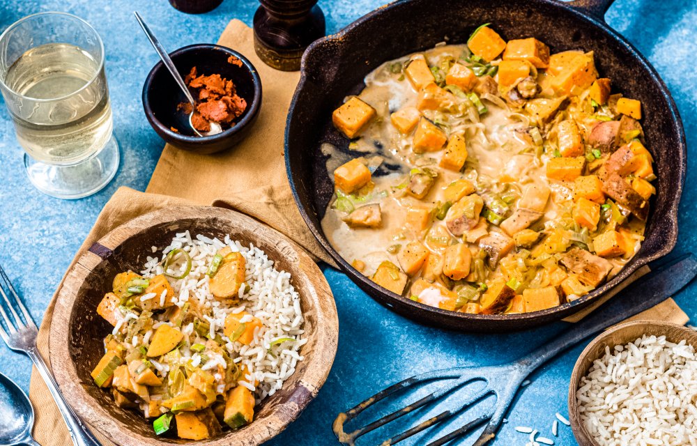 Zoete aardappel curry