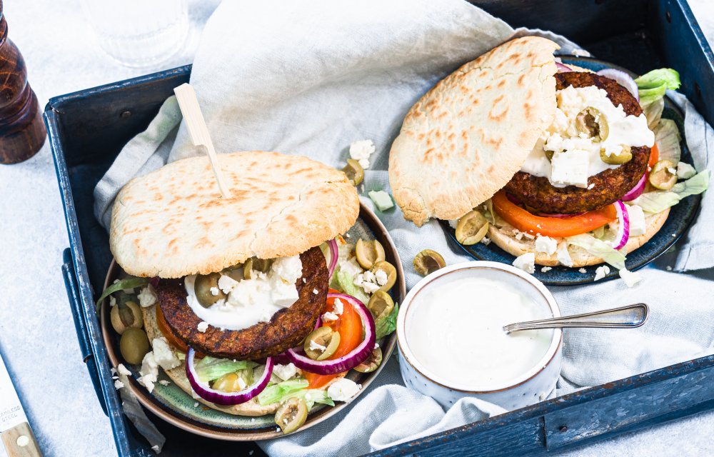 Grieks broodje hamburger