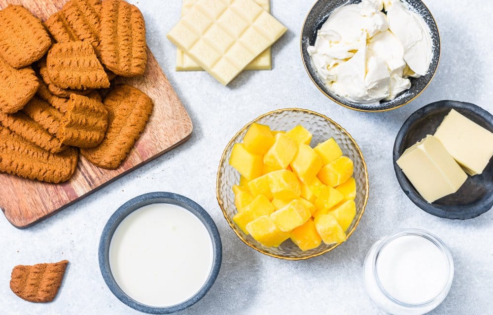 Witte chocolade cheesecake met mango