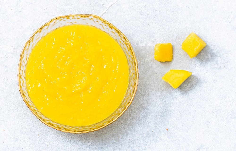 Witte chocolade cheesecake met mango