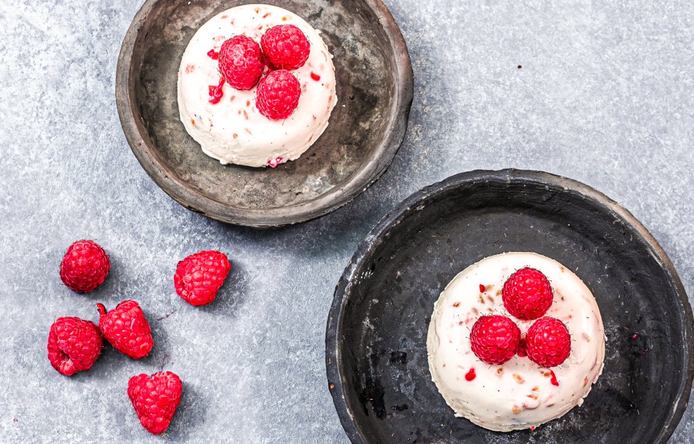 Panna cotta met frambozen