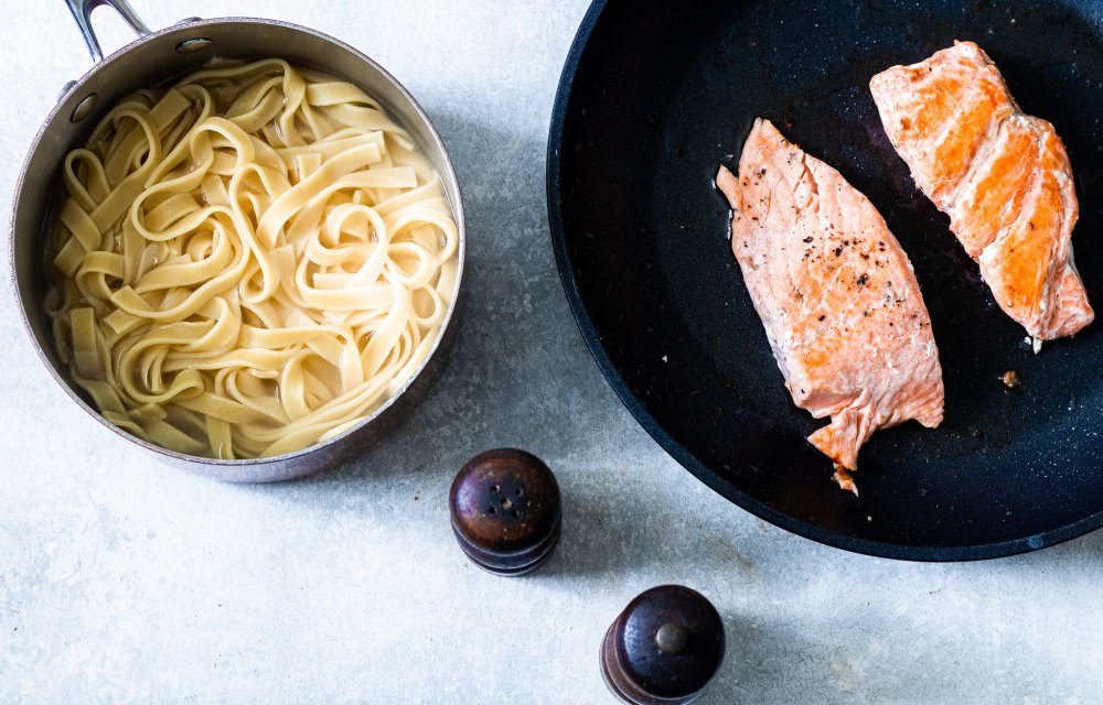 Romige tagliatelle met zalm