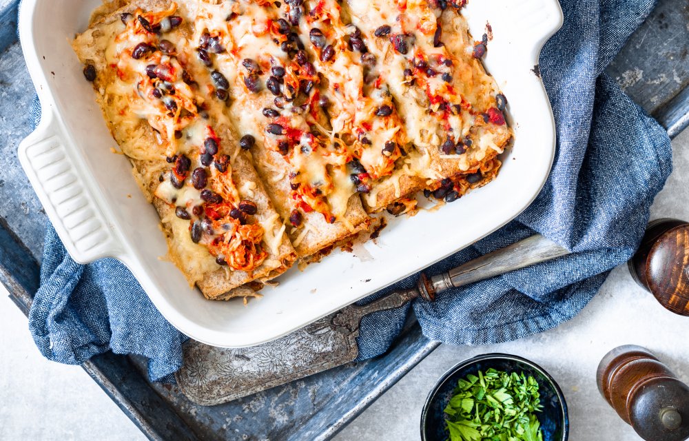 enchiladas met pulled chicken