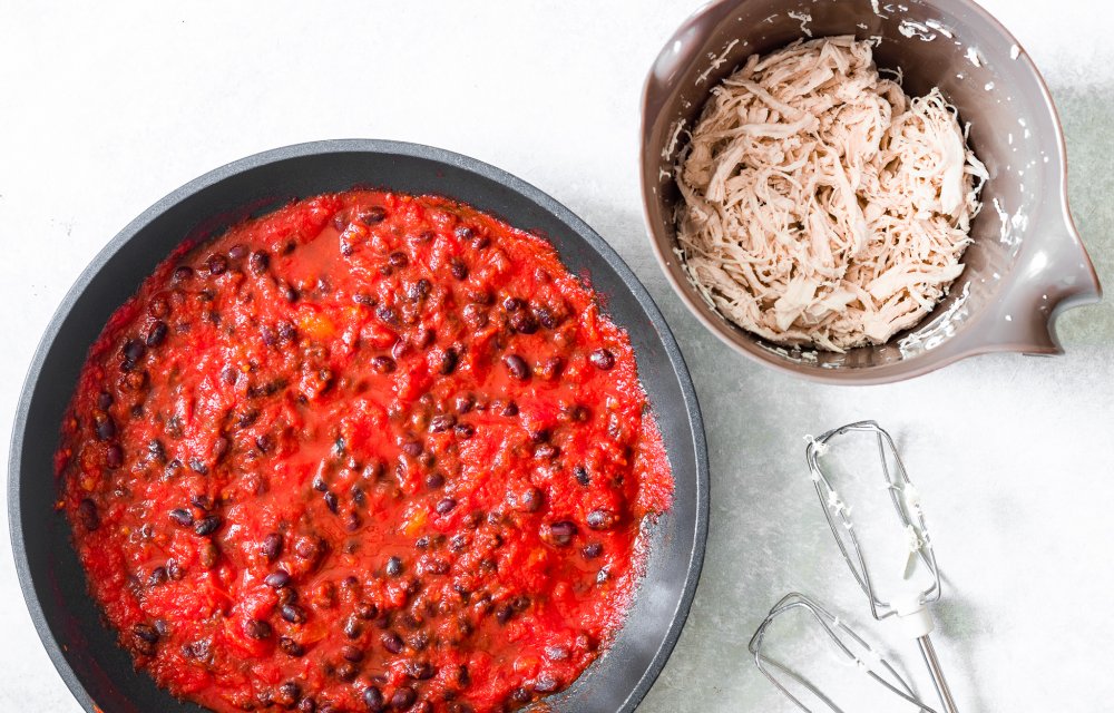 enchiladas met pulled chicken