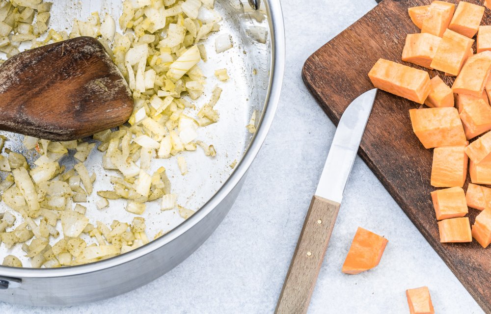 linzensoep met zoete aardappel