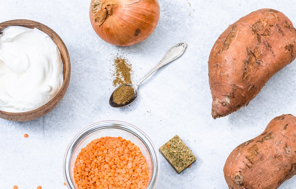 linzensoep met zoete aardappel