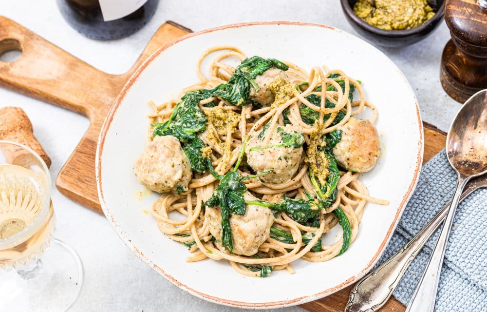 Spaghetti met kipgehaktballetjes