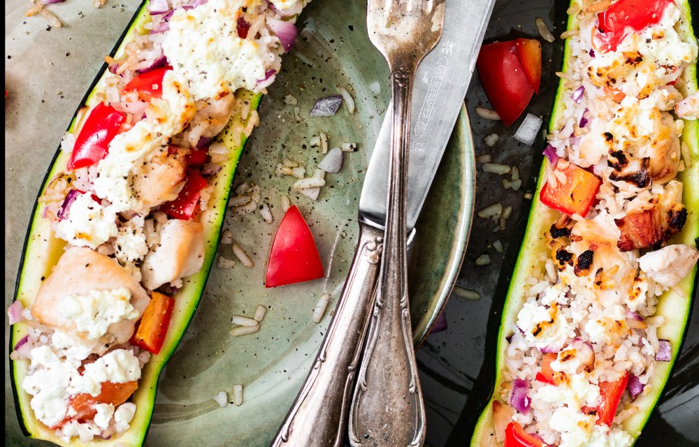 Gevulde courgette met kip