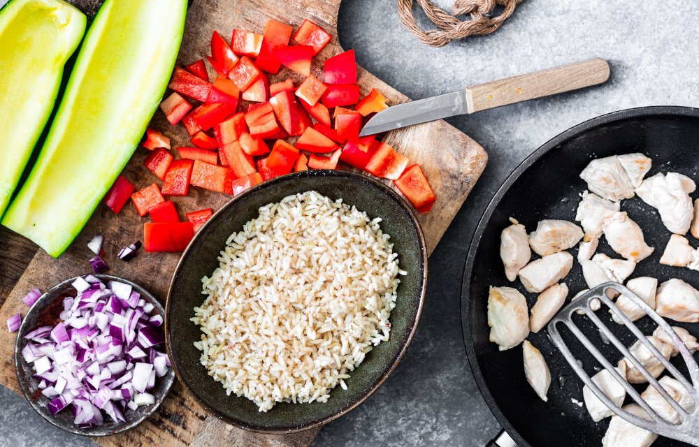 Gevulde courgette met kip