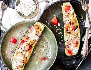 Gevulde courgette met kip
