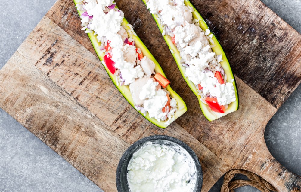 Gevulde courgette met kip