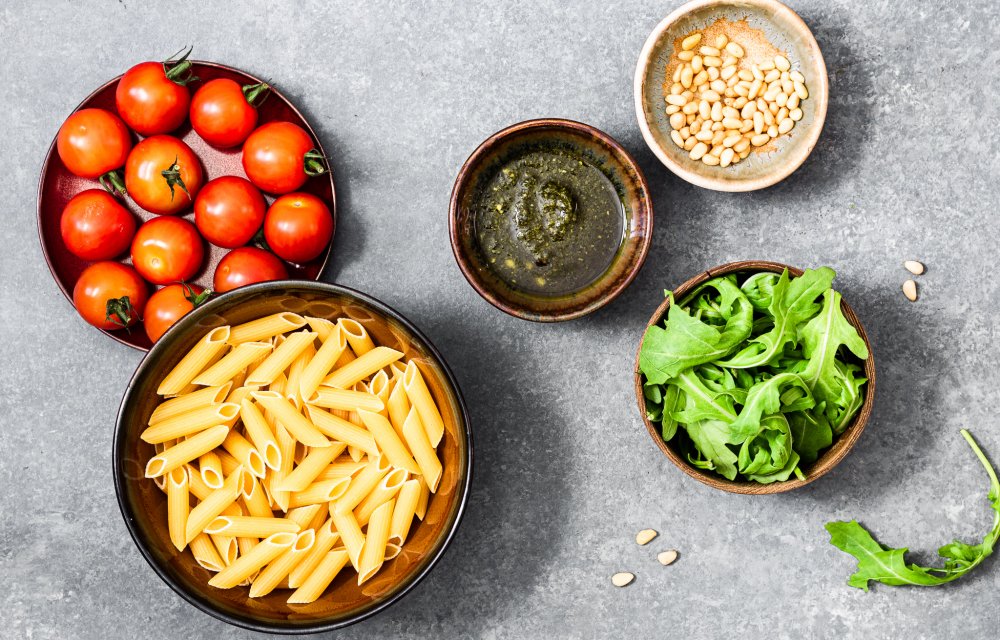 Pasta pesto met rucola