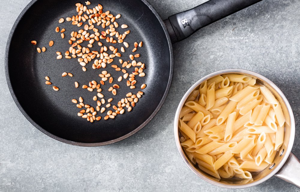 Pasta pesto met rucola