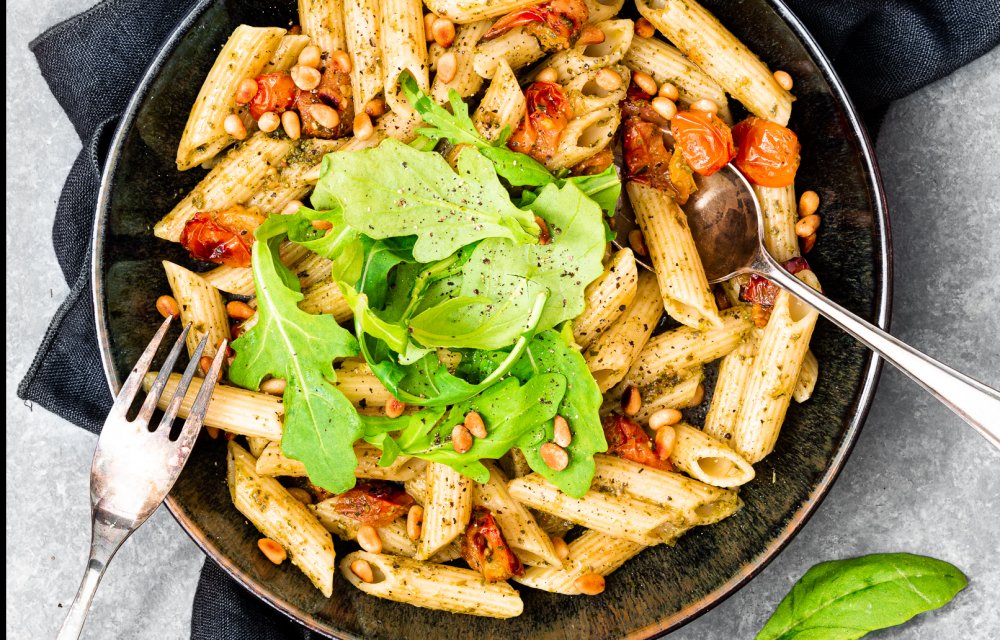 Pasta pesto met rucola