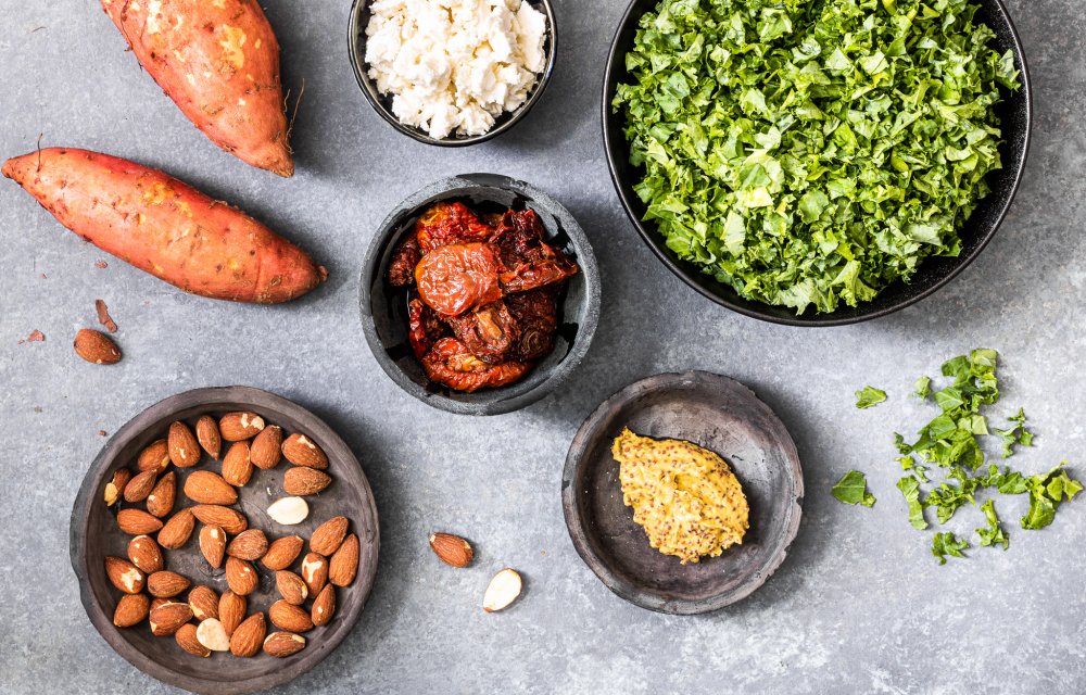 Zoete aardappelstamppot met boerenkool