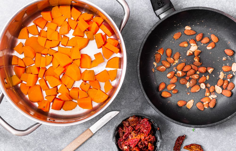 Zoete aardappelstamppot met boerenkool