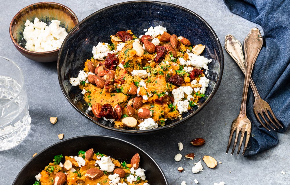 Zoete aardappelstamppot met boerenkool