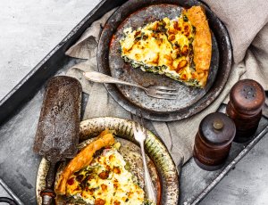 Quiche met andijvie en spekjes