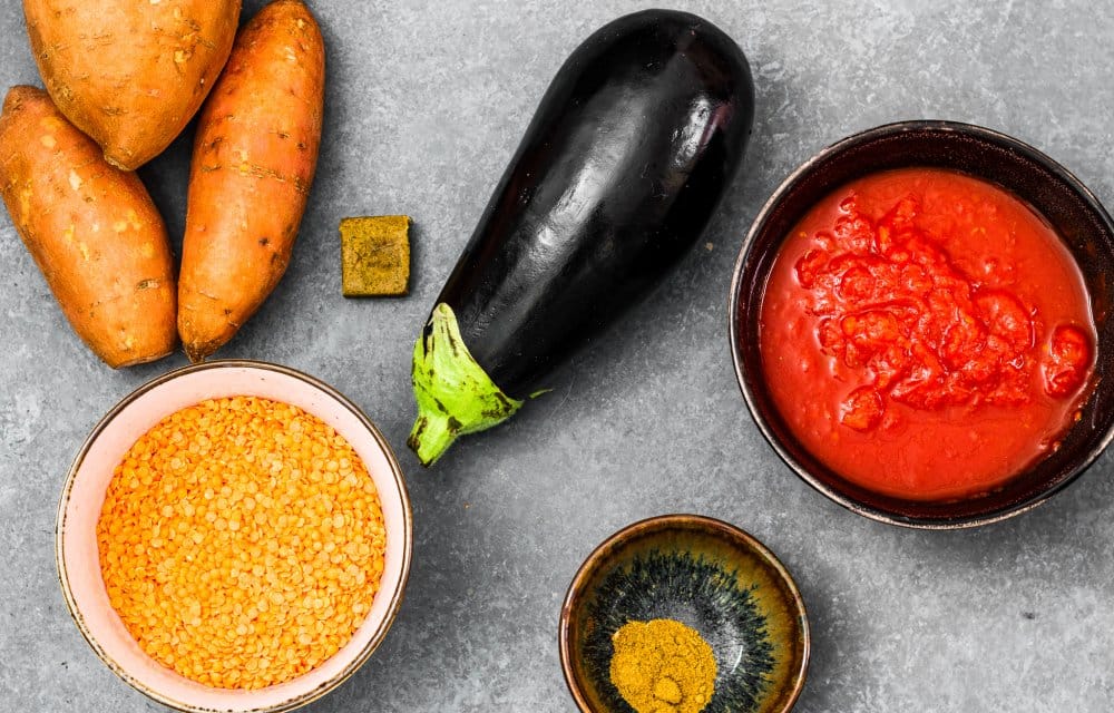 Stoofpot met linzen en zoete aardappel