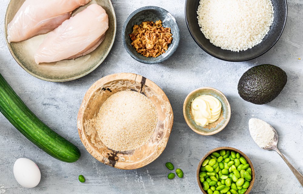 Sushibowl met krokante kip