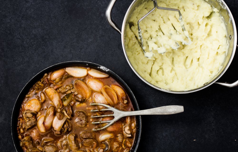 Boeuf bourguignon met aardappelpuree