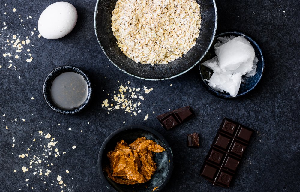 Gezonde koekjes met pindakaas en chocola