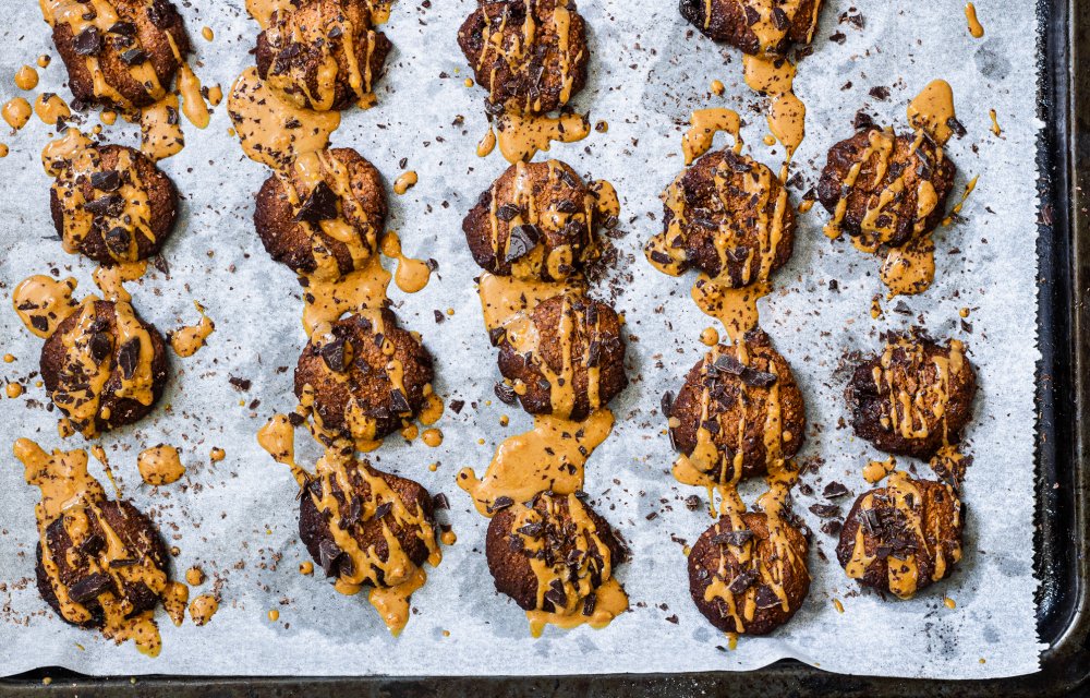Gezonde koekjes met pindakaas en chocola
