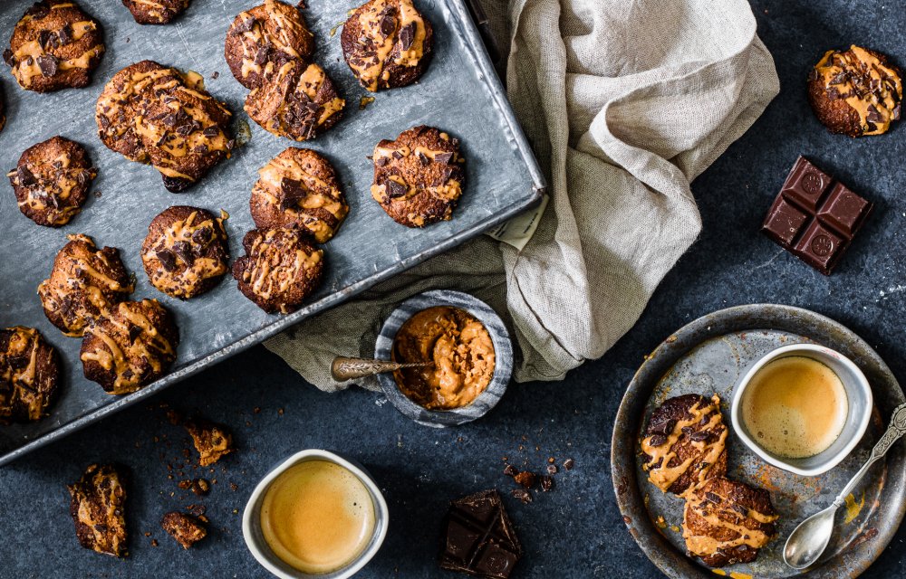 Gezonde koekjes met pindakaas en chocola