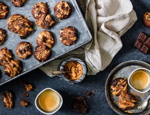 Gezonde koekjes met pindakaas en chocola