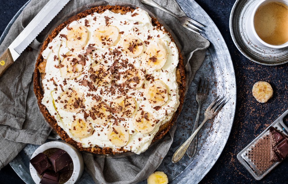 No-bake banoffee taart met koffie