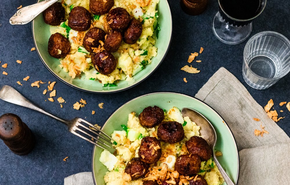 Paksoi stamppot met vegaballetjes