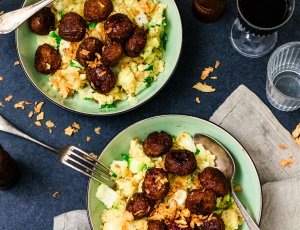 Paksoi stamppot met vegaballetjes