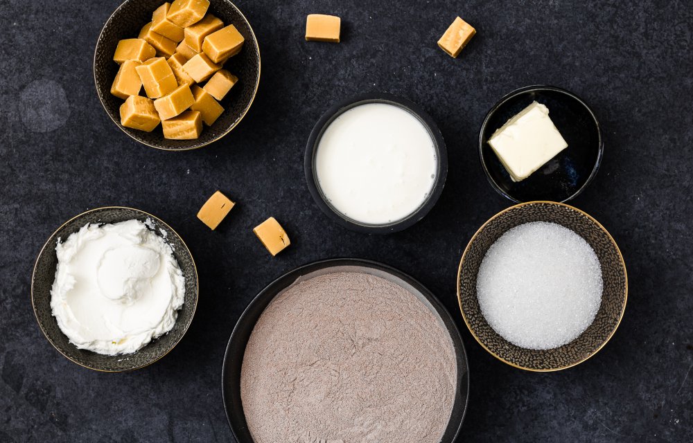 Karamel-zeezout brownie triffle