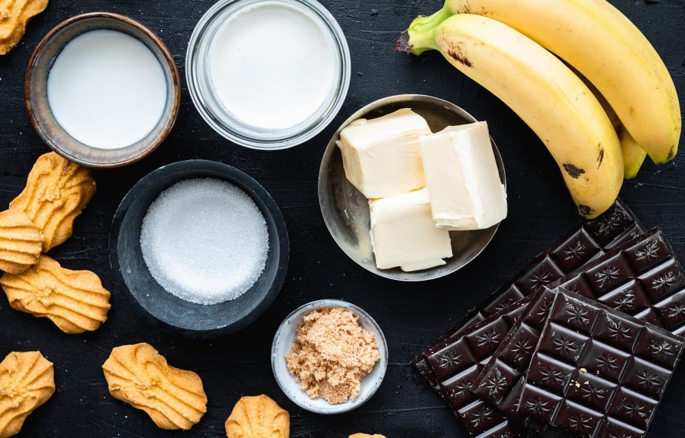 Chocoladetaart met gekarameliseerde banaan