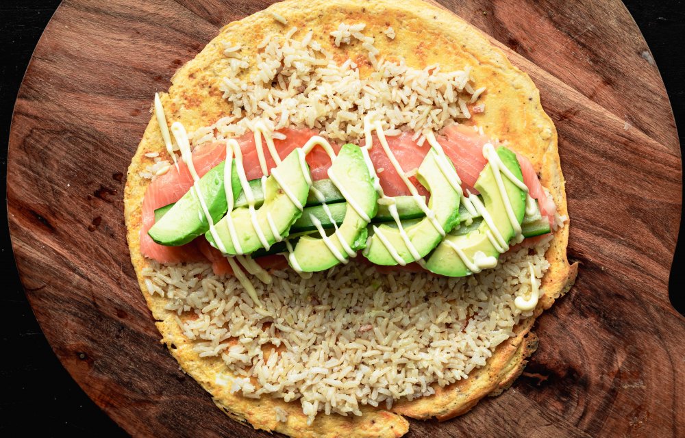 Ei sushi met gerookte zalm-3