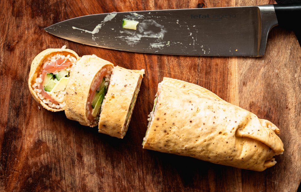 Ei sushi met gerookte zalm-4