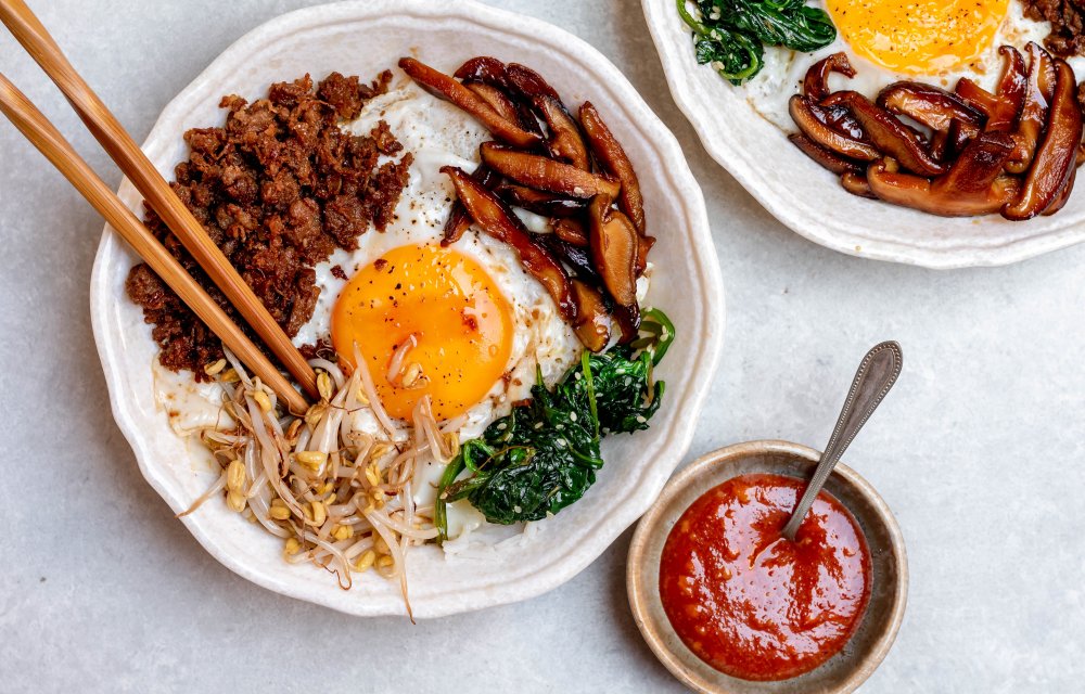 Bibimbap met pulled oats