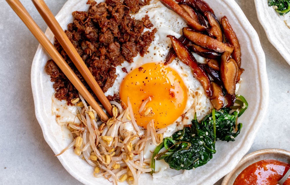 Bibimbap met pulled oats