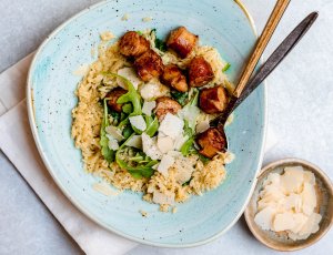 Orzo met kippenworst