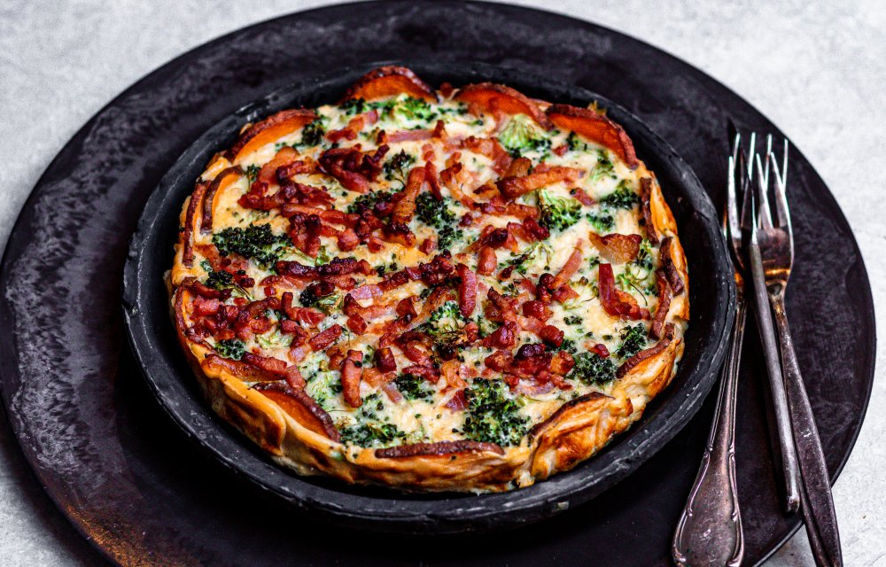 Zoete aardappelquiche
