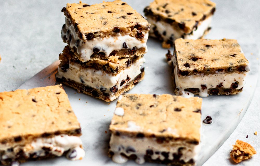 Chocolate chip ice cream sandwich