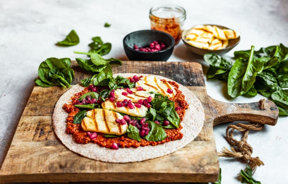Muhammara-halloumiwraps met 5 ingrediënten