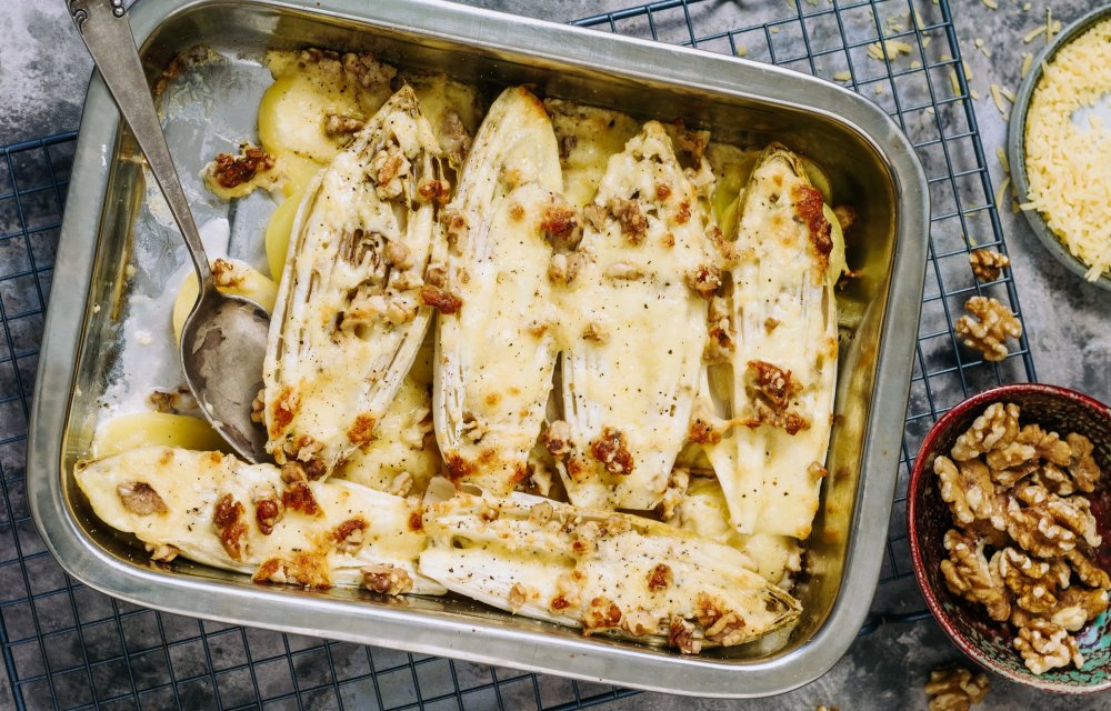 Witlof-aardappelgratin