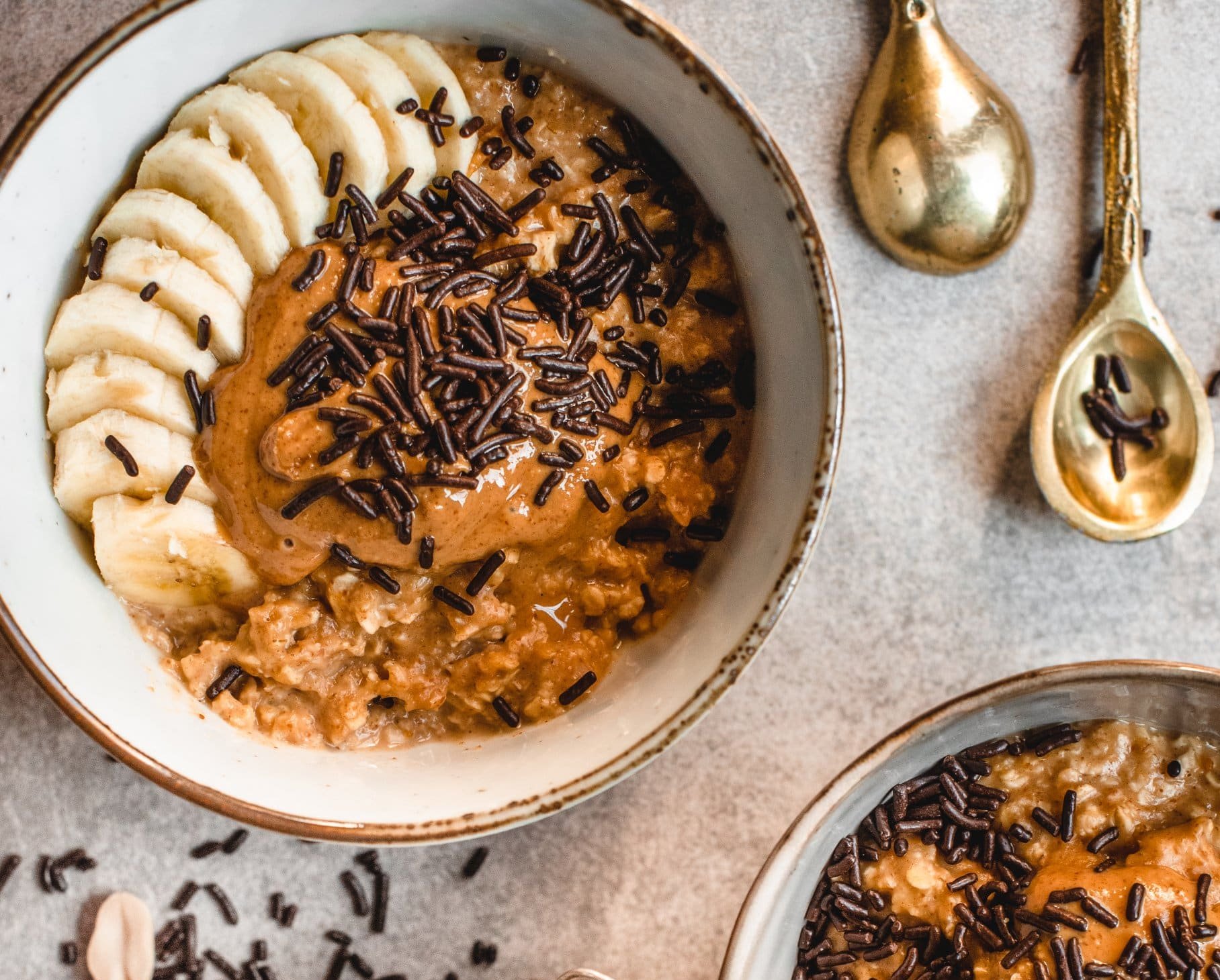 Gezonde Snickers-havermoutpap