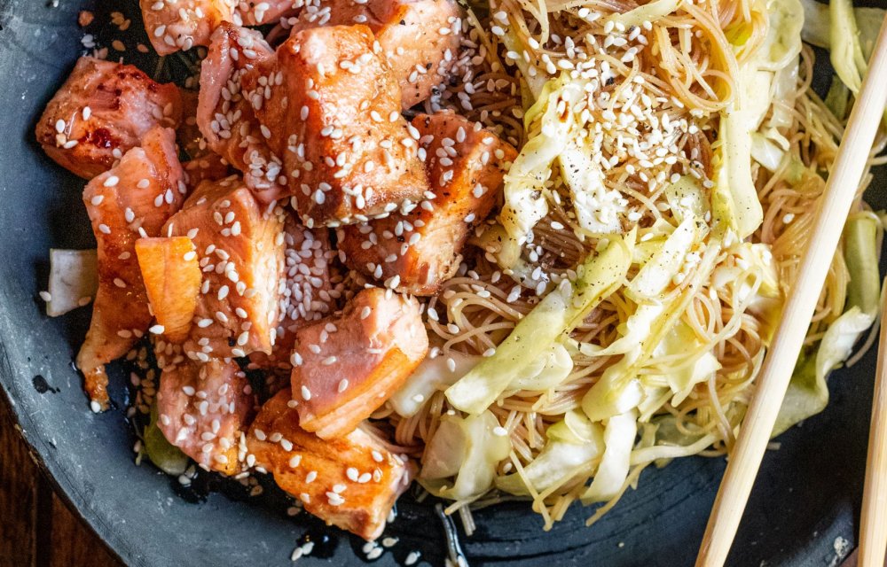 Mihoensalade met zalm met 5 ingrediënten